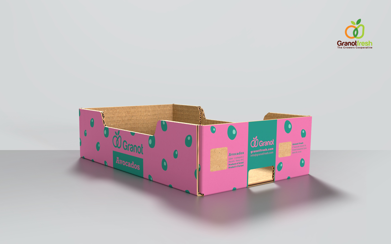 Agvertising Box design Package design box branding package branding fresh produce package design ahoy creative advertising agency avocado avocados granot carton crate export