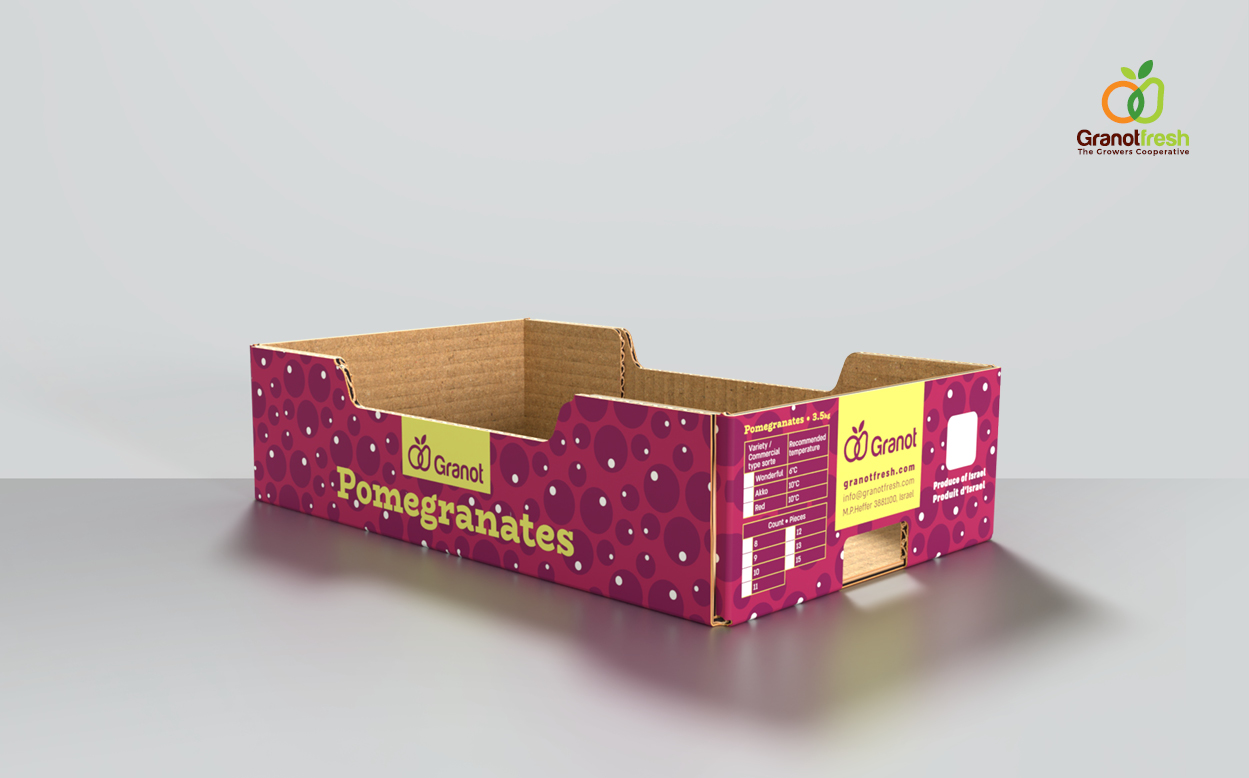 Agvertising Box design Package design box branding package branding fresh produce package design ahoy creative advertising agency pomagranete carton box granot crate